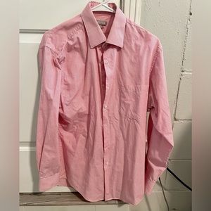 Van Heusen Mens pink and white checked dress shirt. Fitted. 15 1/2, 32/33. Used